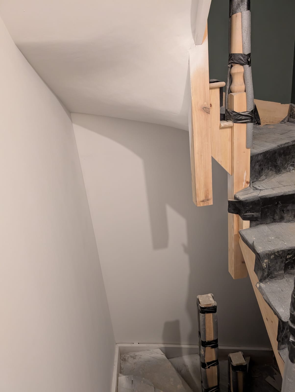 Curved stairwell plastering Norwich